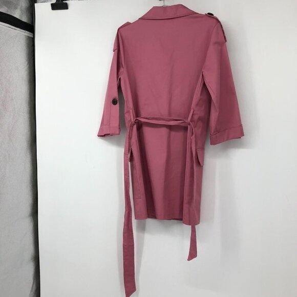 NWT Rinascimento Pink tie waist black buttoned coat four pockets SP - Picture 2 of 15